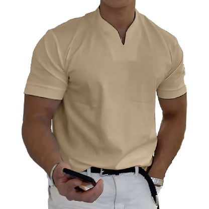 T-shirt Uomo Cotone Scollo a V Minimal Manica Corta