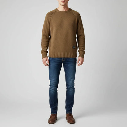 Maglione Uomo Girocollo con Bordo a Costine