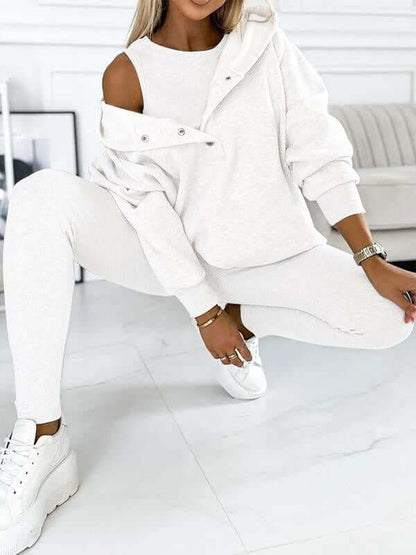 Tuta Donna Felpa in Fleece con Cappuccio Comfortabile