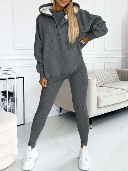 Tuta Donna Felpa in Fleece con Cappuccio Comfortabile