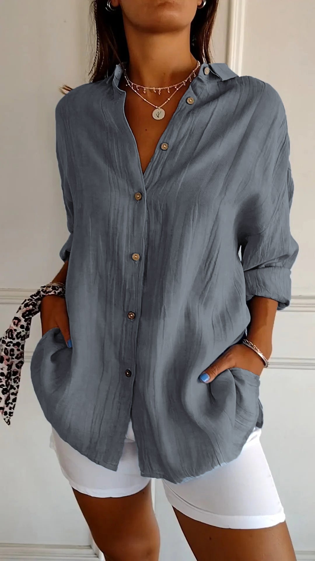 Camicia Donna Manica Lunga Casual
