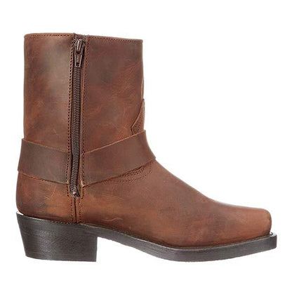 Stivali Cowboy Uomo in Pelle Borchiati Punta Quadrata con Zip
