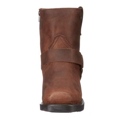 Stivali Cowboy Uomo in Pelle Borchiati Punta Quadrata con Zip