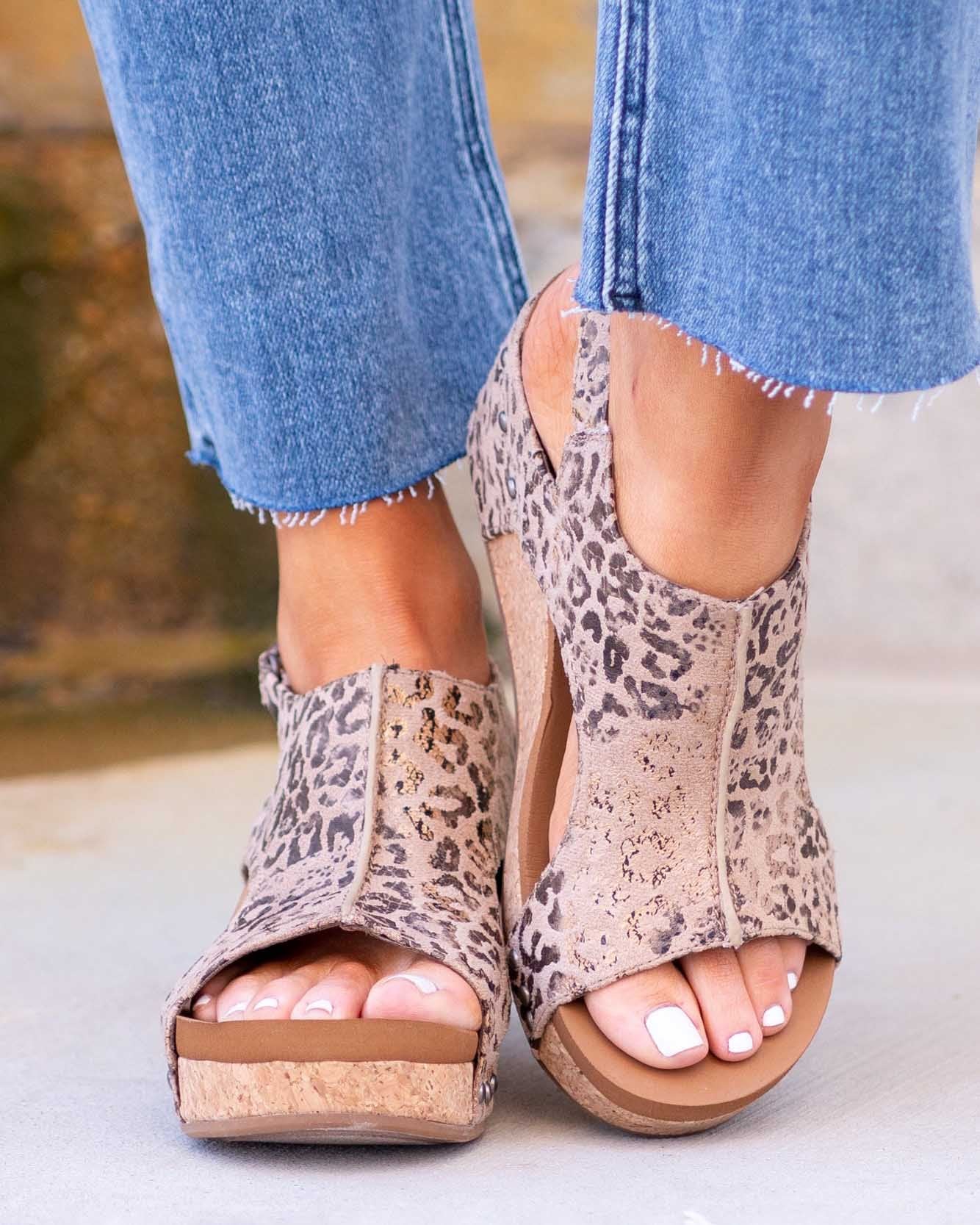 Sandali Donna Zeppa Plateau con Fibbia al Tallone