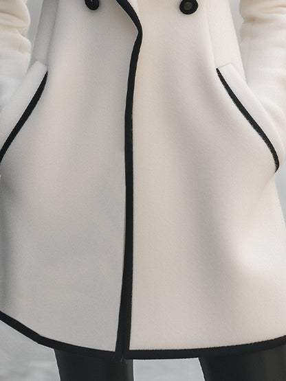 Giacca Donna Doppiopetto Elegante con Finiture Contrastanti