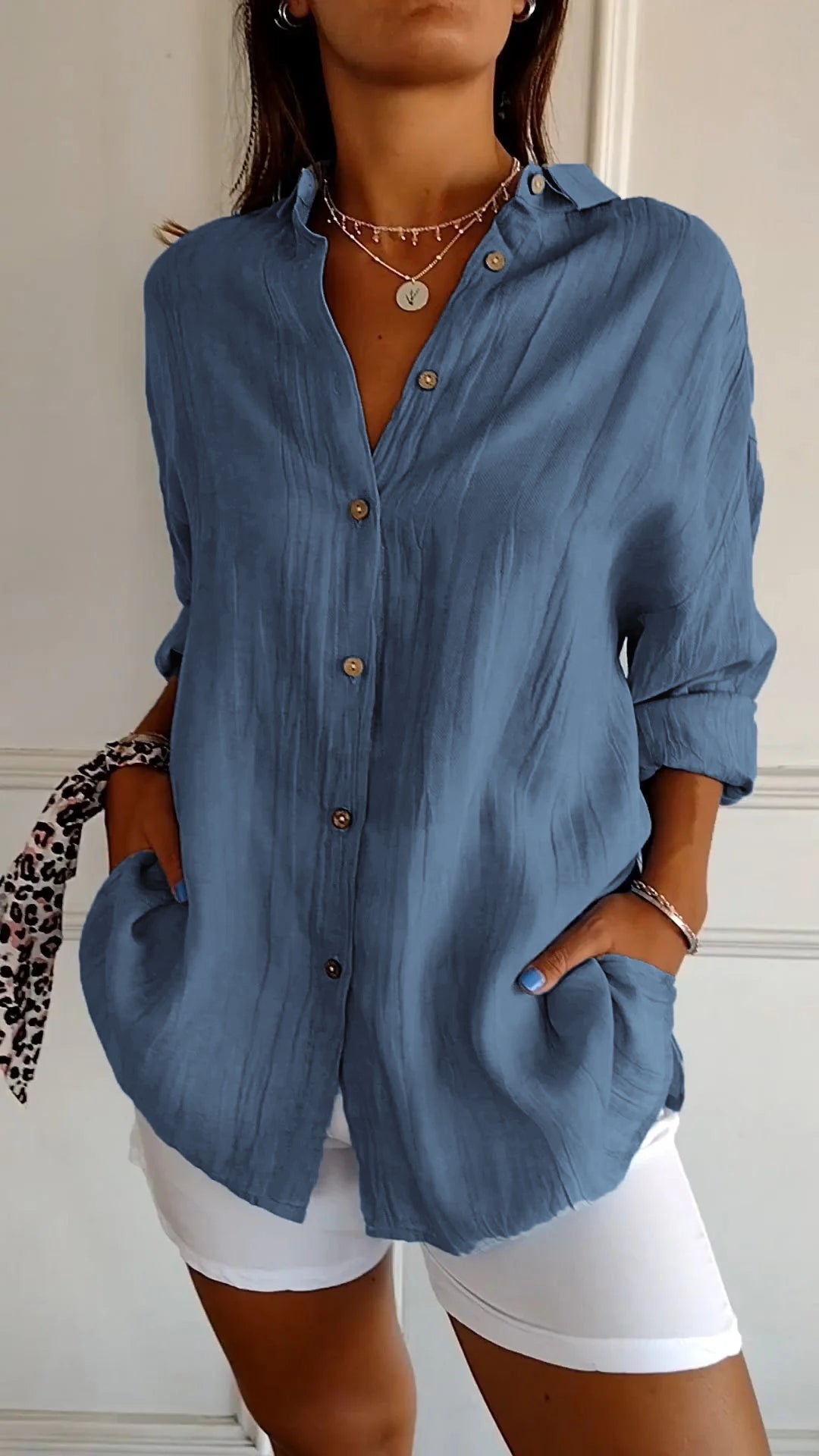Camicia Donna Manica Lunga Casual