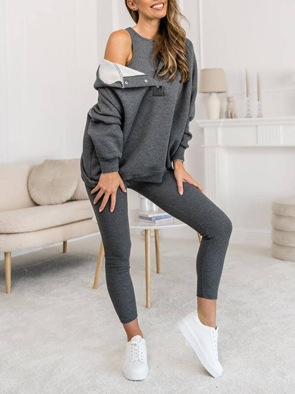 Tuta Donna Felpa in Fleece con Cappuccio Comfortabile