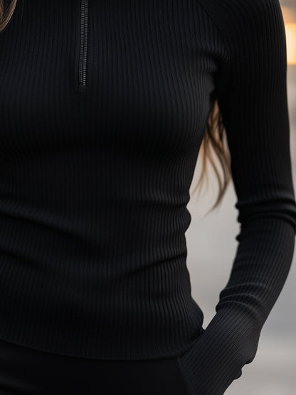 Maglione Uomo Costine Collo Alto con Zip Comfortabile Elegante