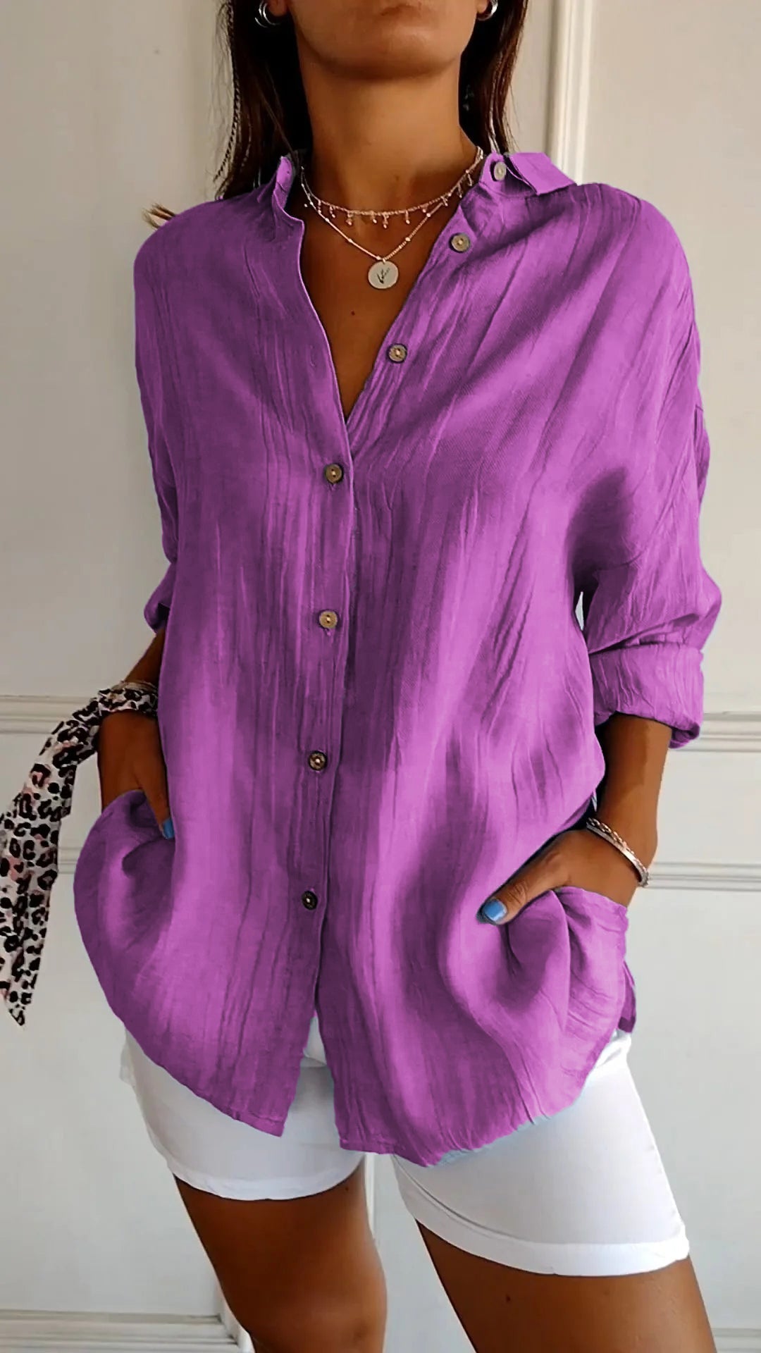 Camicia Donna Manica Lunga Casual