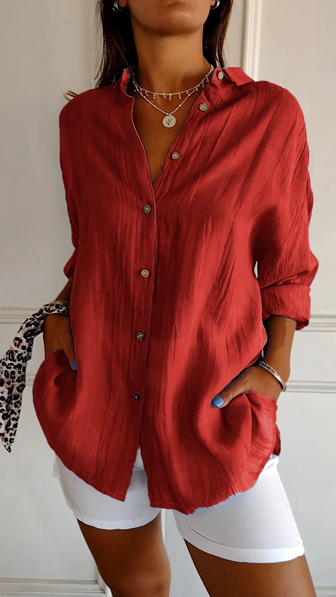 Camicia Donna Manica Lunga Casual