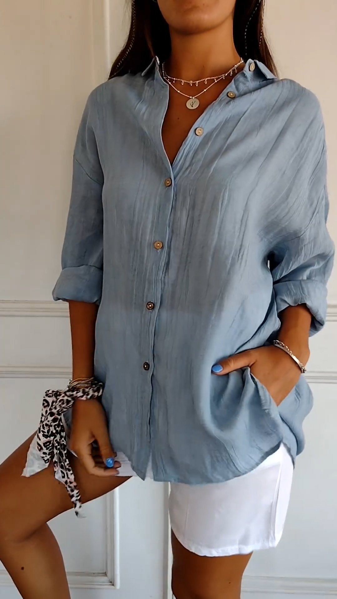Camicia Donna Manica Lunga Casual