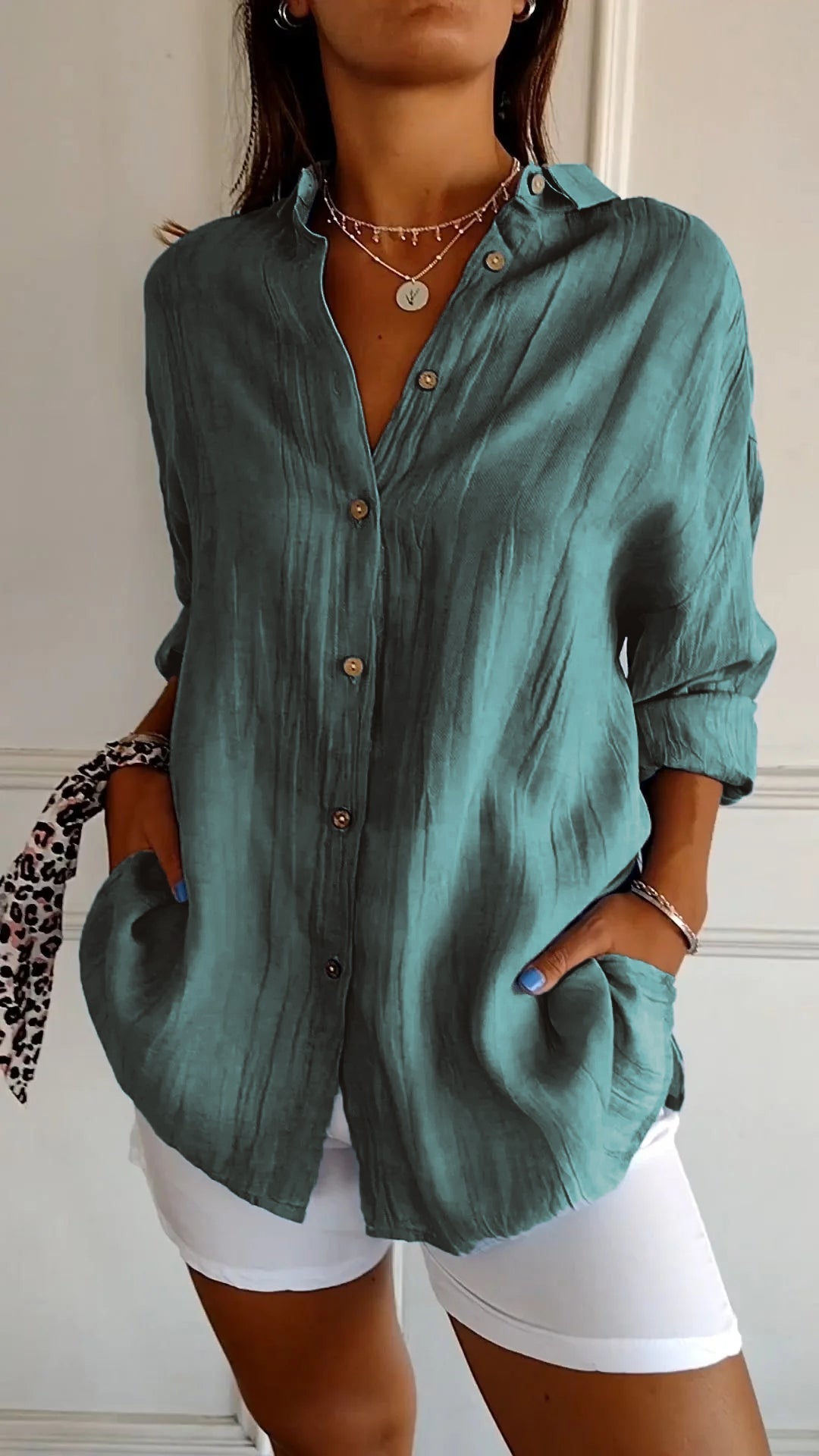 Camicia Donna Manica Lunga Casual