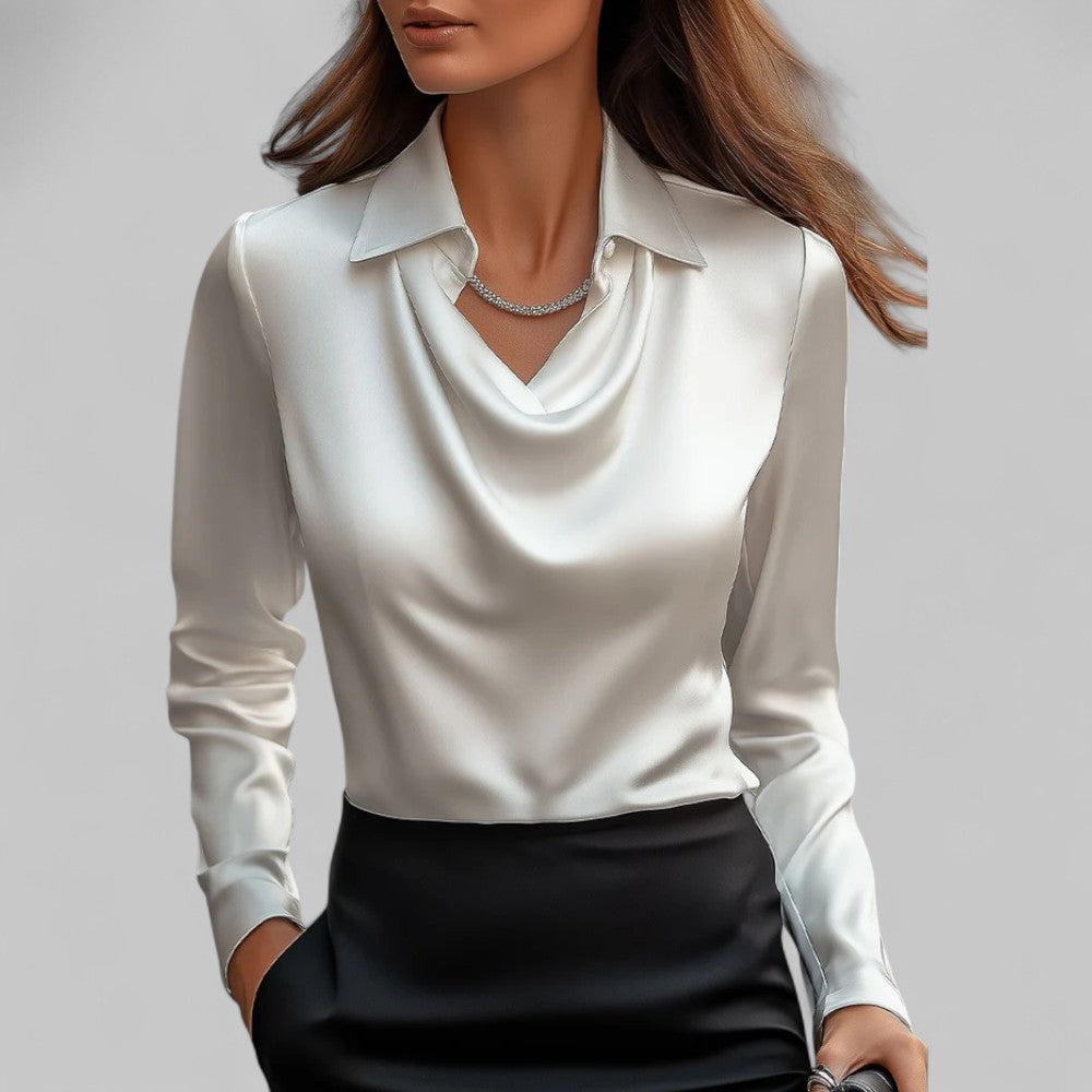 Blusa Donna Manica Lunga Scollo a Cascata - Brentozzi