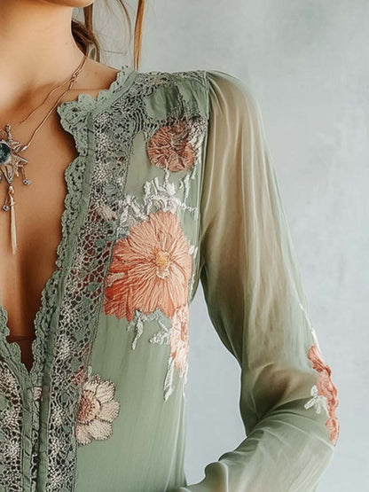 Blusa Donna Boho in Pizzo Leggera Stile Elegante