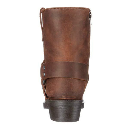 Stivali Cowboy Uomo in Pelle Borchiati Punta Quadrata con Zip