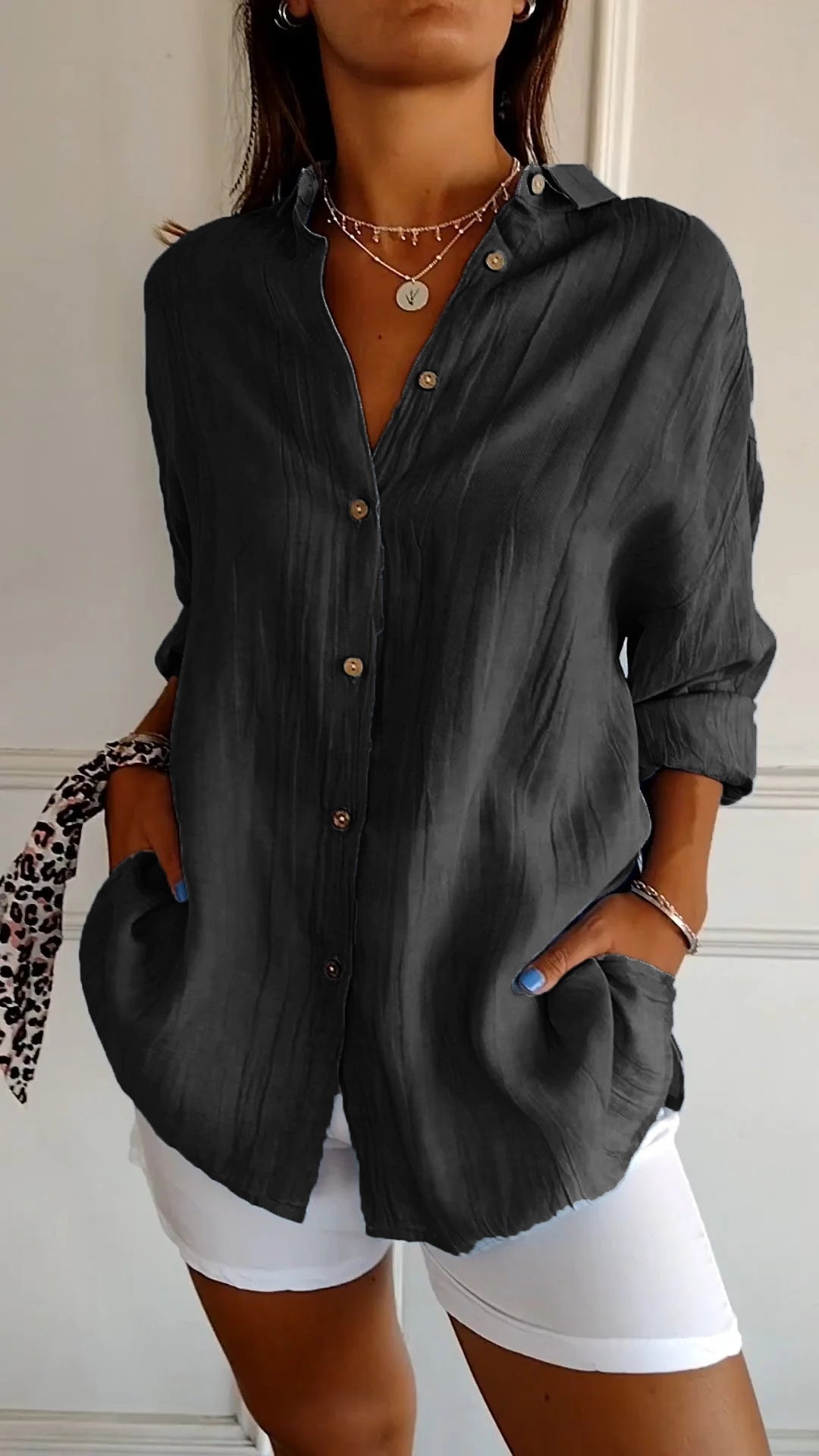 Camicia Donna Manica Lunga Casual