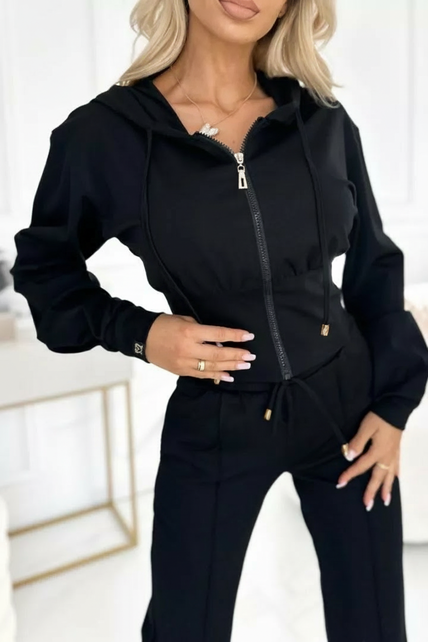 Tuta Donna Due Pezzi Pantaloni Larghi e Felpa con Cappuccio Corto - Brentozzi