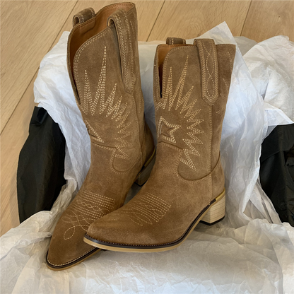Stivaletti Donna Western con Tacco Casual Elegante