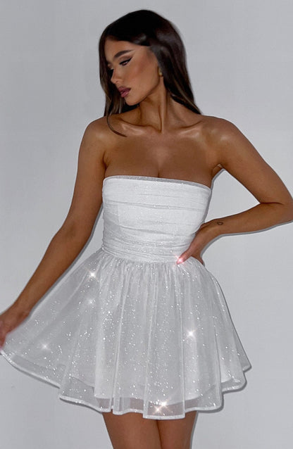 Abito Mini Donna con Glitter Svasato