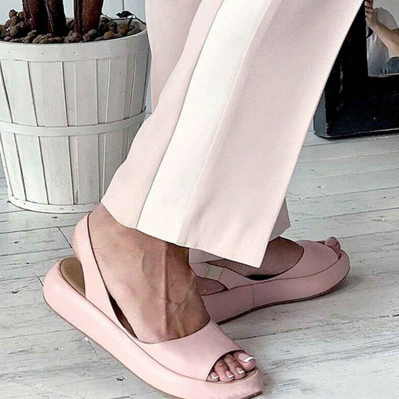 Sandali Donna Slingback Punta Aperta Stile Casual