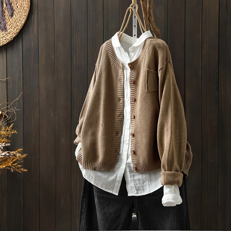 Cardigan Donna Maglia Costine Oversize