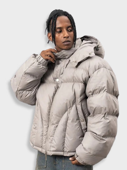 Parka Uomo Imbottito con Cappuccio e Struttura Trapuntata
