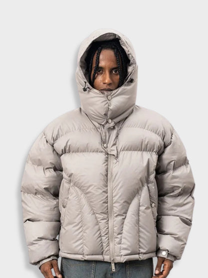 Parka Uomo Imbottito con Cappuccio e Struttura Trapuntata