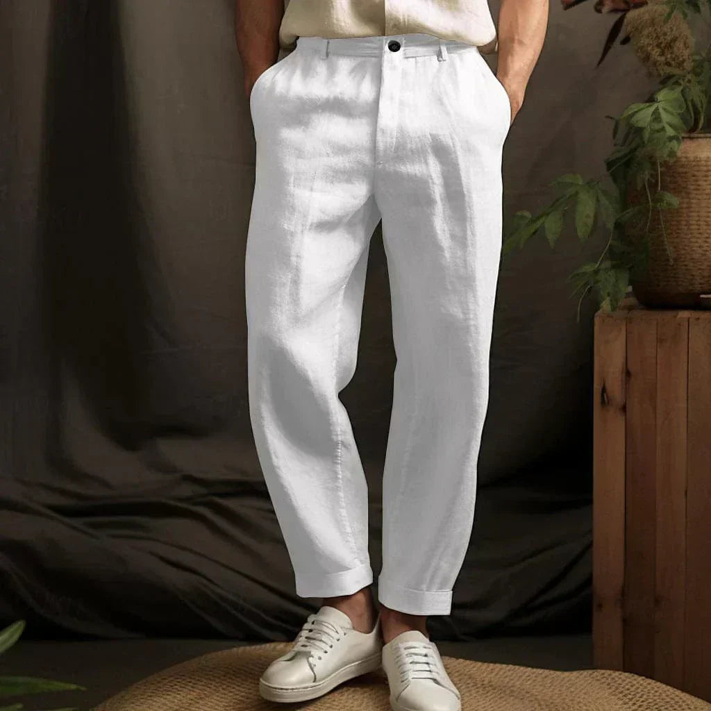 Pantaloni Uomo Lino Casual Ampi