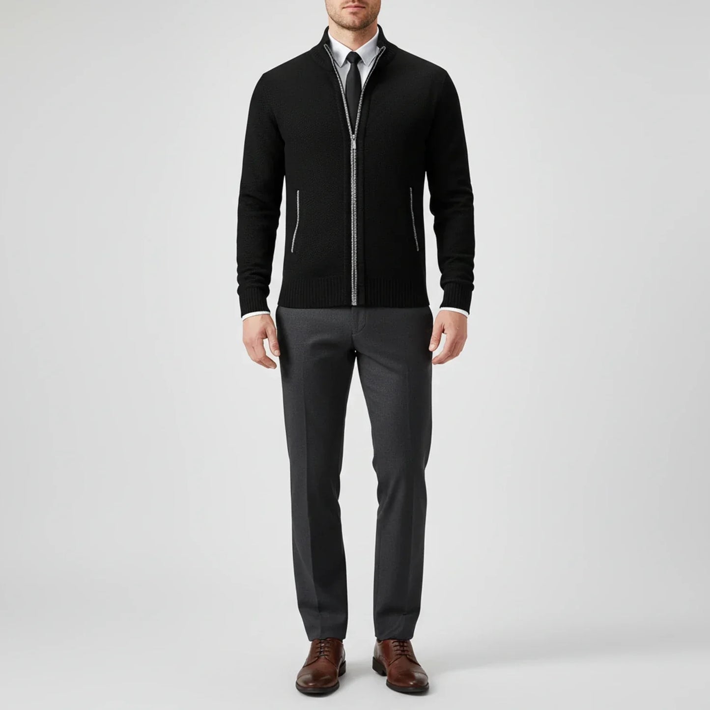 Cardigan Uomo in Maglia con Chiusura Frontale con Zip