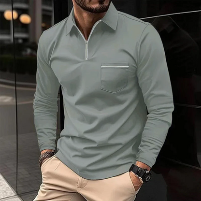 Polo Uomo Manica Lunga con Chiusura a Zip