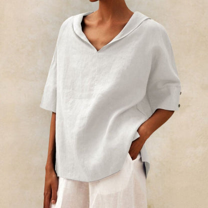 Blusa Donna Tessuto Leggero Scollo a V