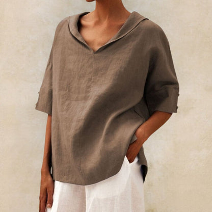 Blusa Donna Tessuto Leggero Scollo a V