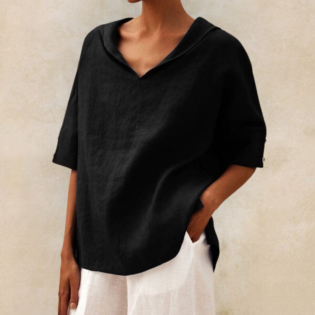 Blusa Donna Tessuto Leggero Scollo a V