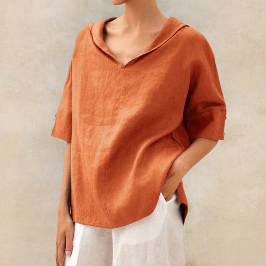 Blusa Donna Tessuto Leggero Scollo a V