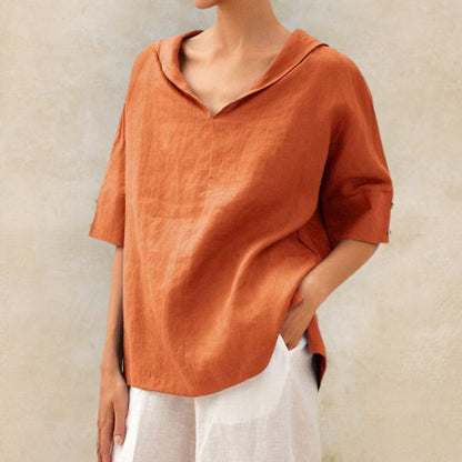 Blusa Donna Tessuto Leggero Scollo a V