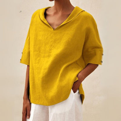 Blusa Donna Tessuto Leggero Scollo a V