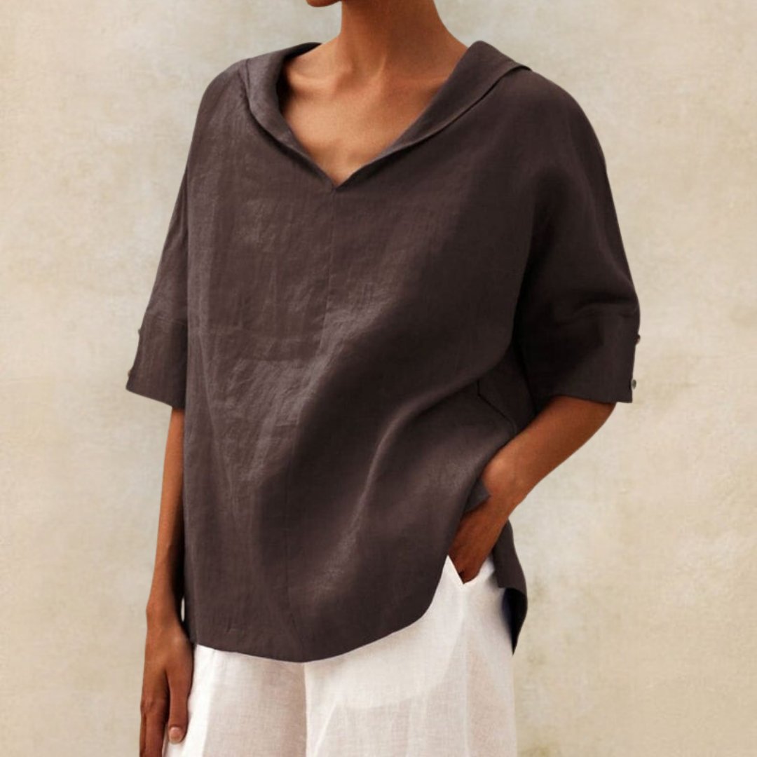 Blusa Donna Tessuto Leggero Scollo a V