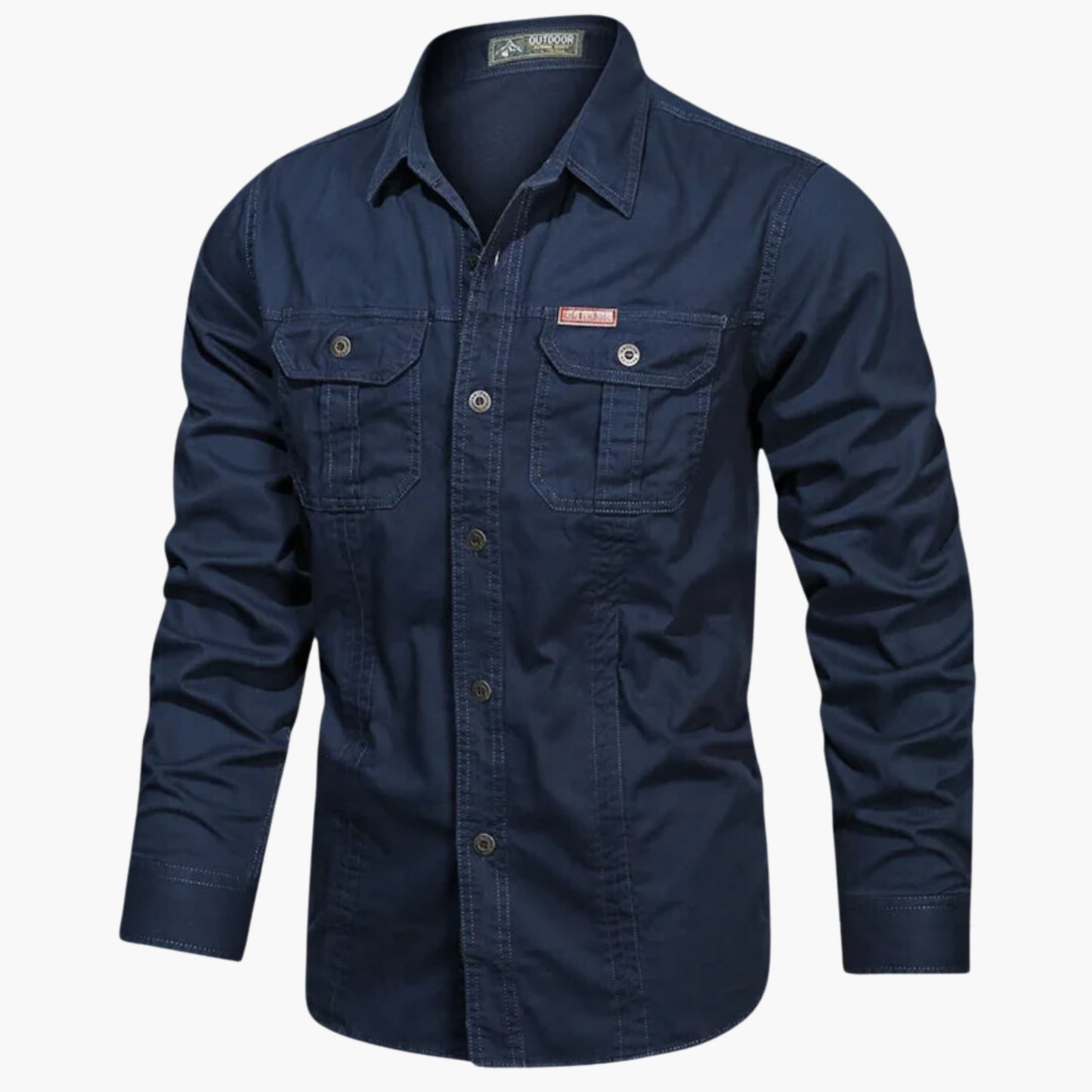 Camicia Uomo Outdoor con Tasche sul Petto e Collo con Bottoni
