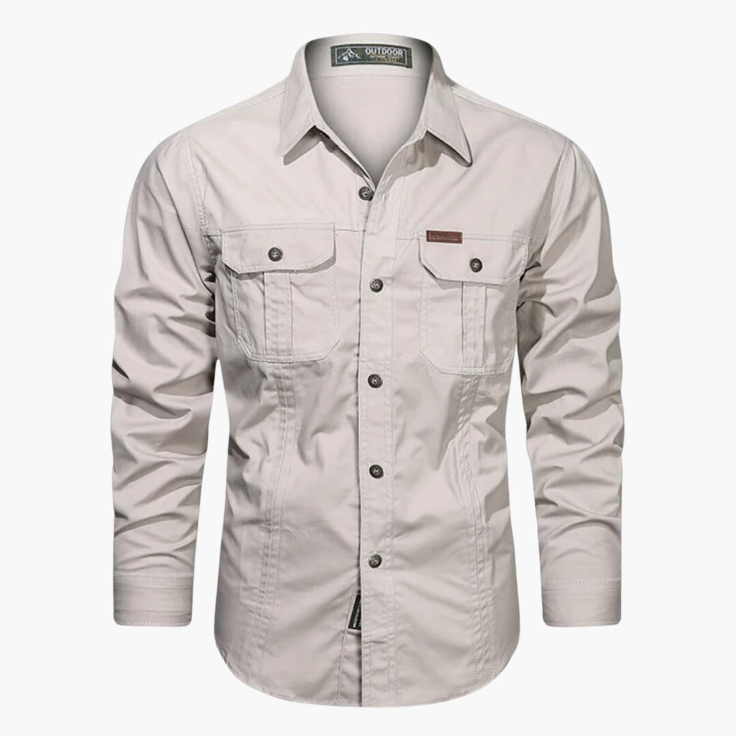 Camicia Uomo Outdoor con Tasche sul Petto e Collo con Bottoni