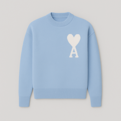 Maglione Oversize Donna con Motivo a Cuori Morbido
