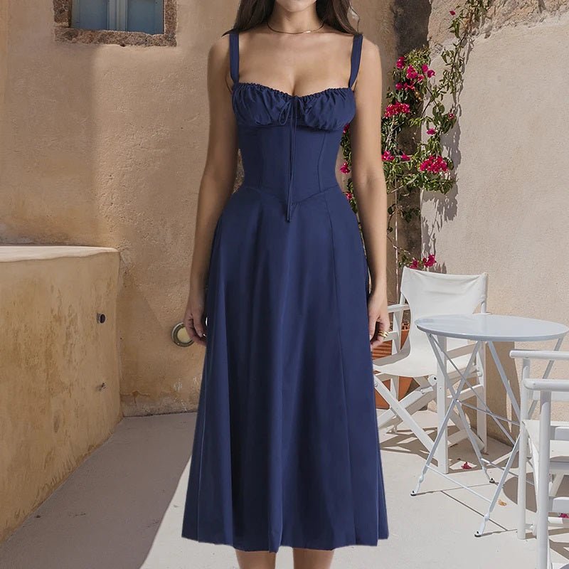 Abito Midi Donna Bustier con Spalline