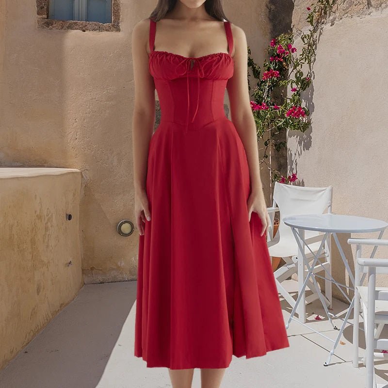 Abito Midi Donna Bustier con Spalline
