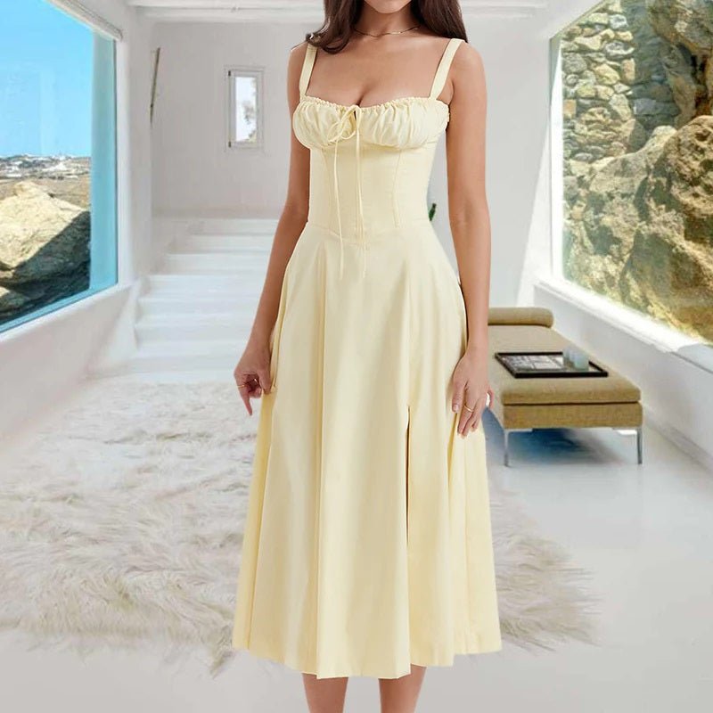 Abito Midi Donna Bustier con Spalline