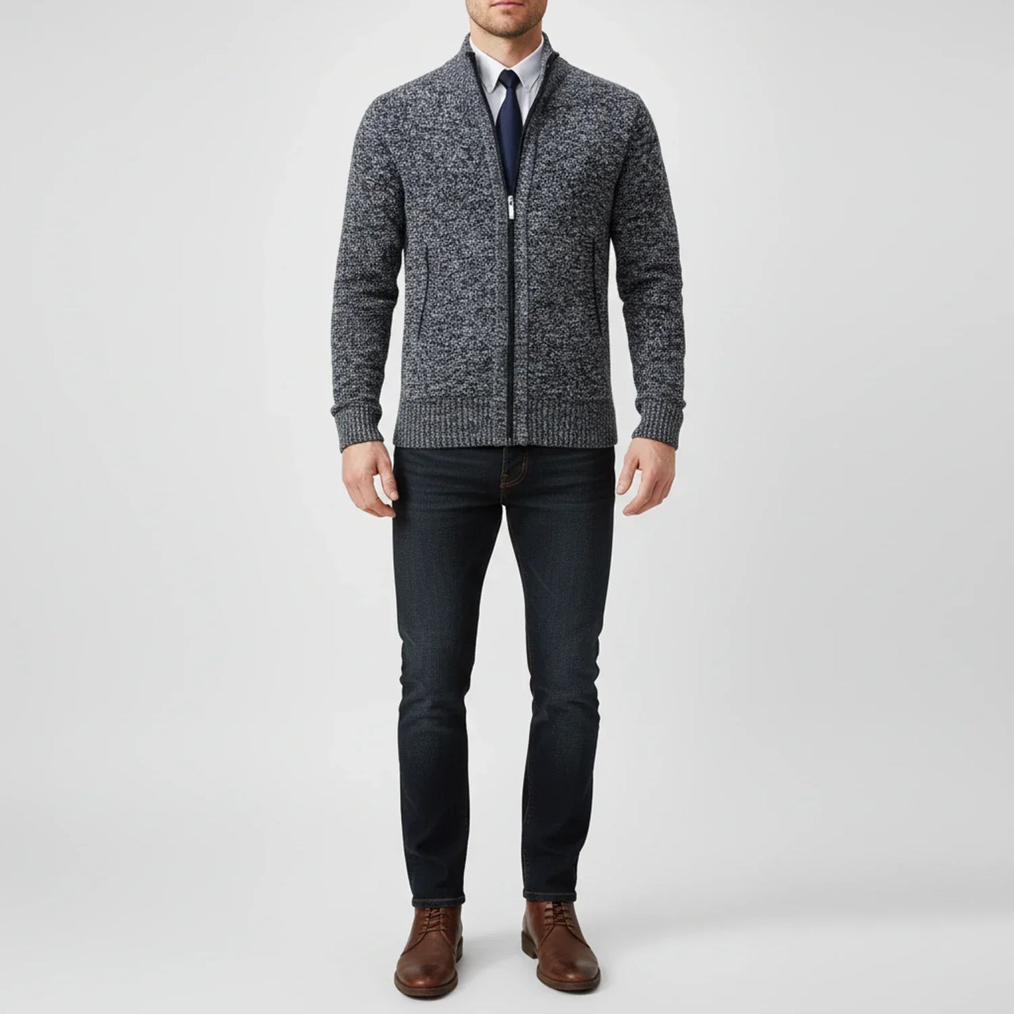 Cardigan Uomo in Maglia con Chiusura Frontale con Zip