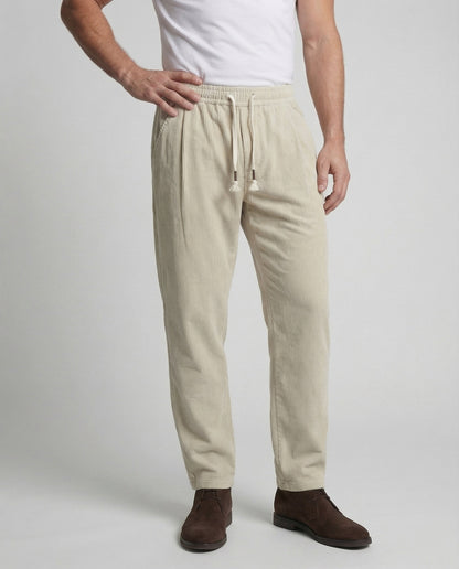 Pantaloni Uomo Velluto a Coste Vita Alta Taglio Largo