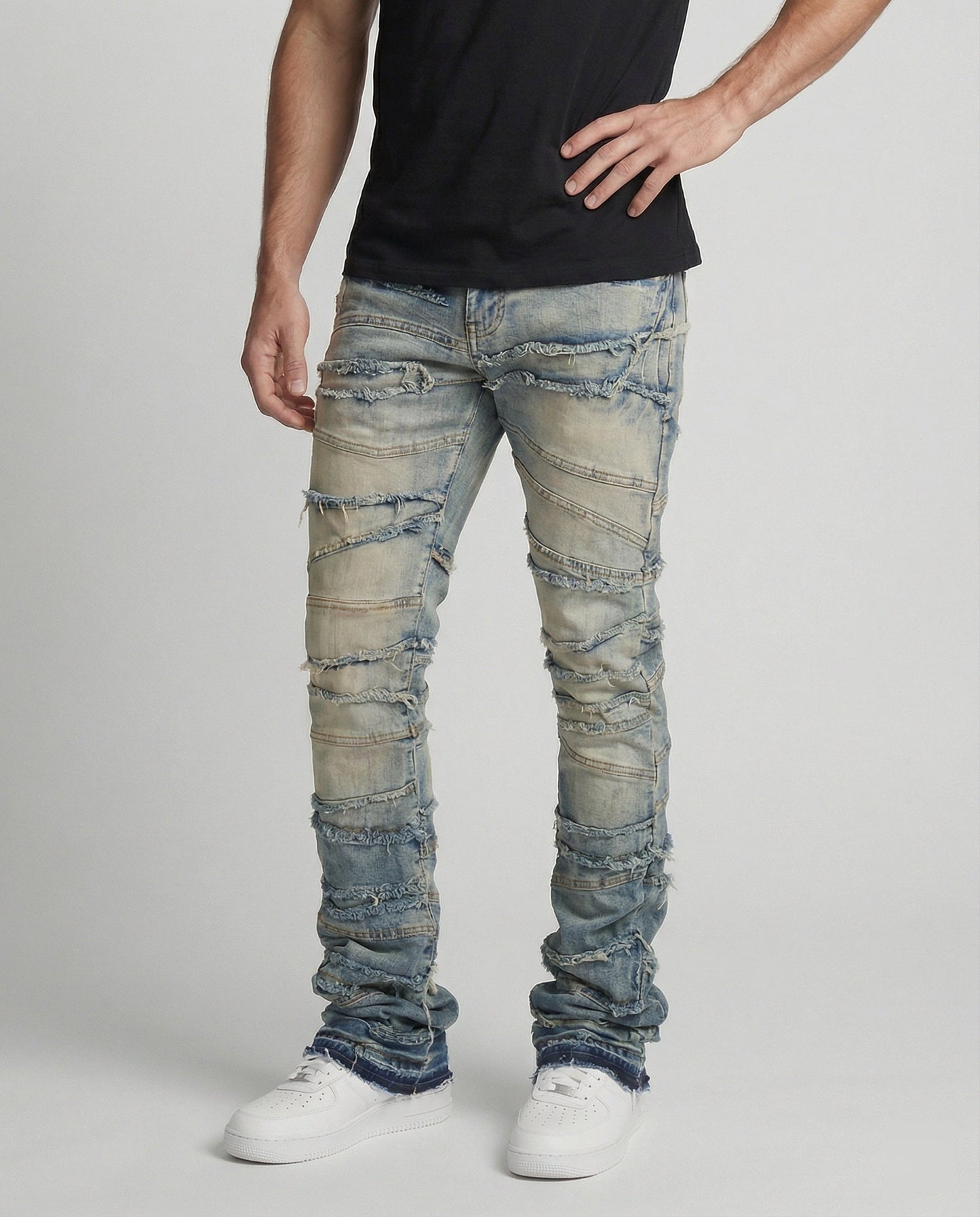 Jeans Uomo Slim Fit Effetto Usurato