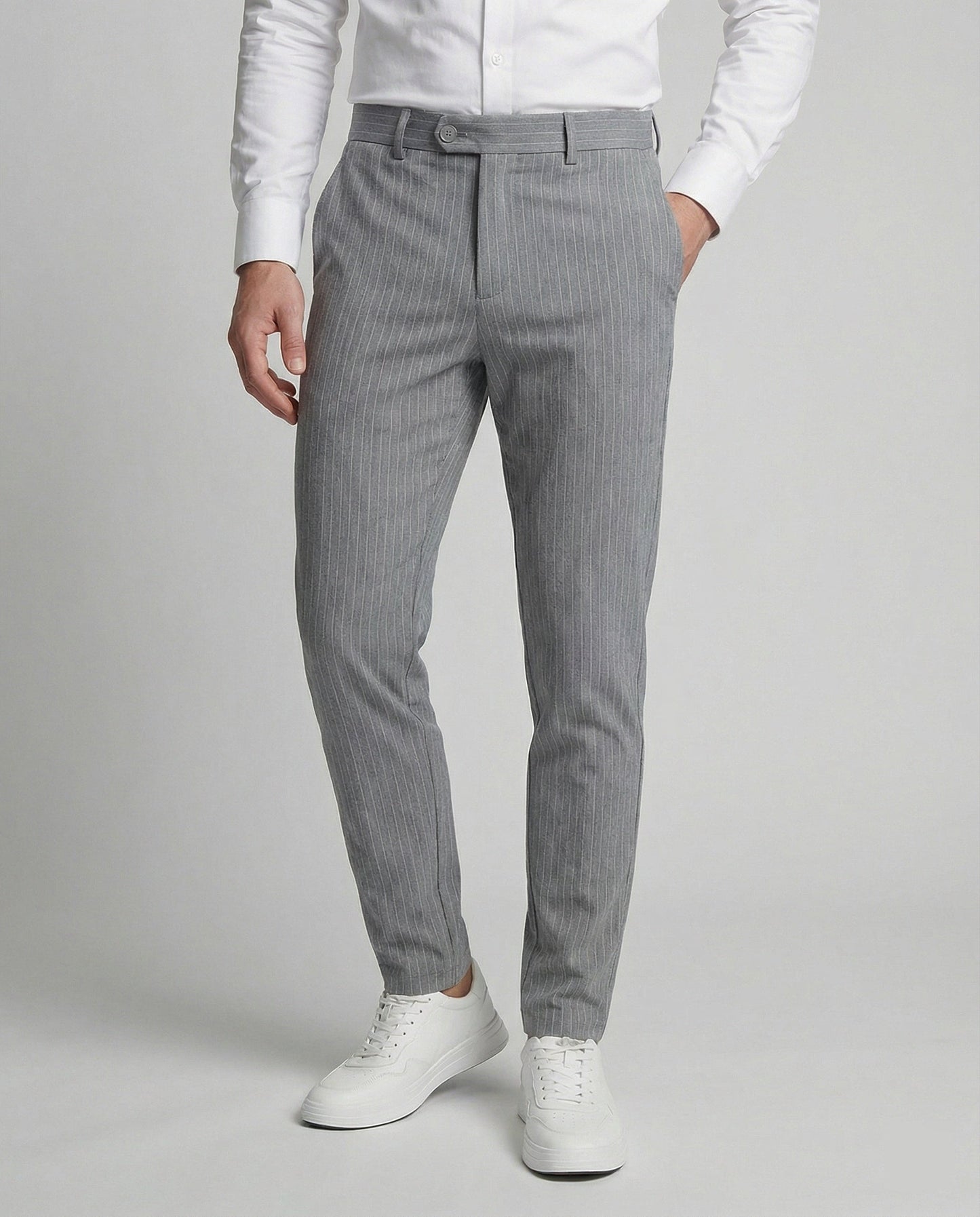 Pantaloni Uomo Eleganti Nadelstreifen con Stretch Slim Fit