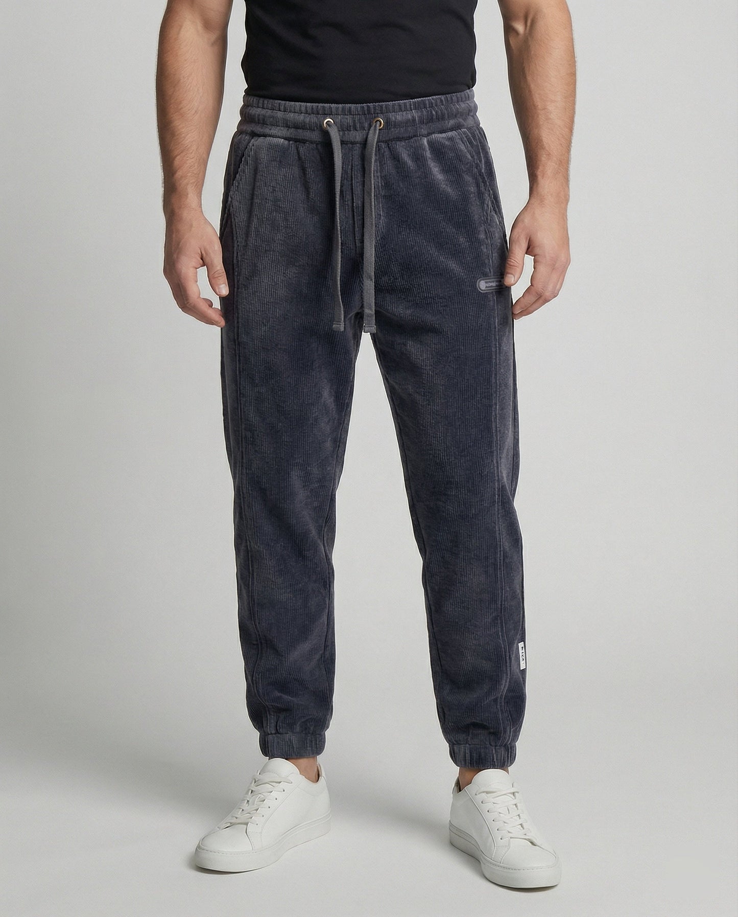 Pantaloni Jogging Uomo Tessuto Rigato Vestibilità Stretta