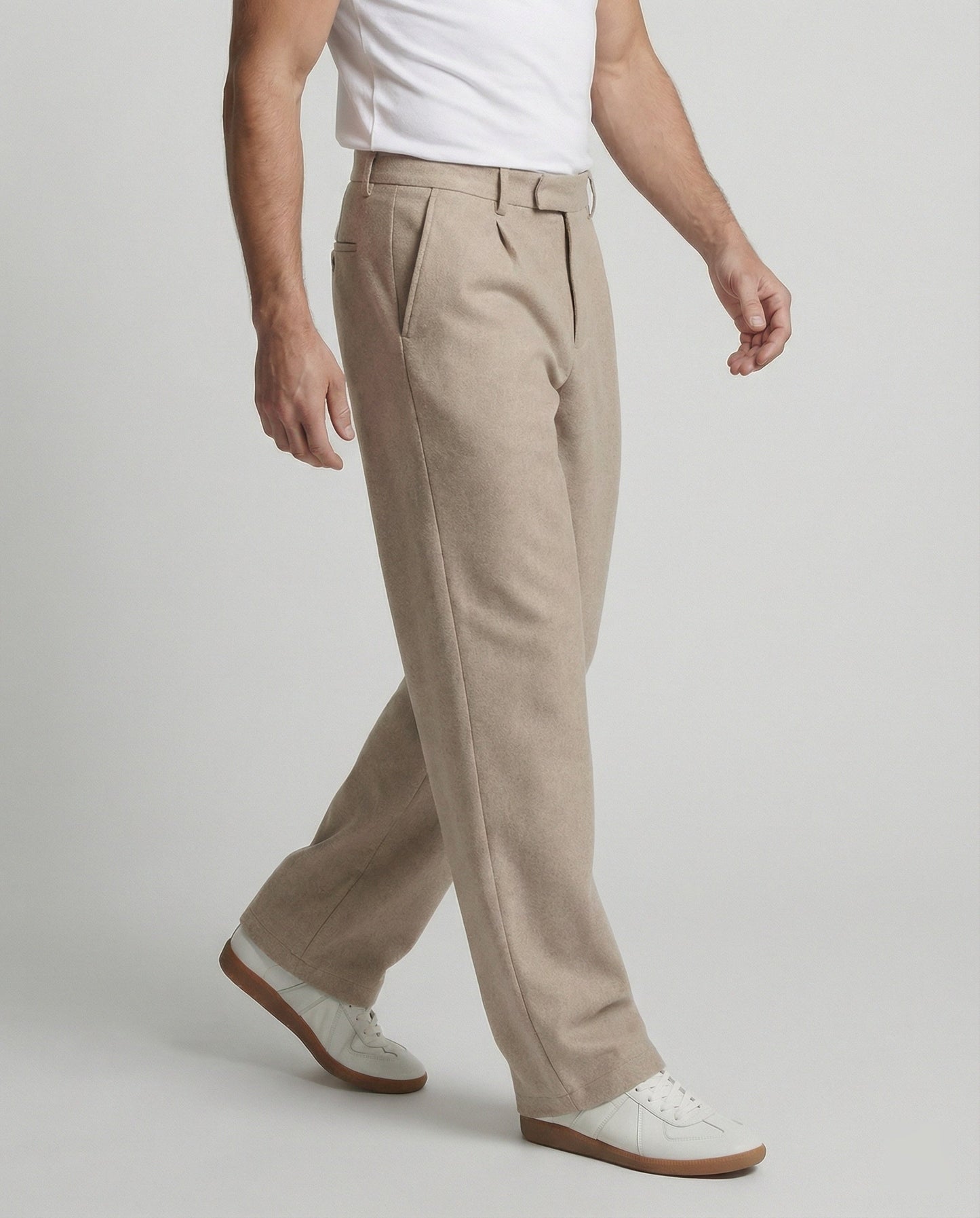 Pantaloni Uomo Stoffa Taglio Dritto Ampio