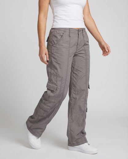 Pantaloni Cargo Donna Bassi con Cuciture Decorative